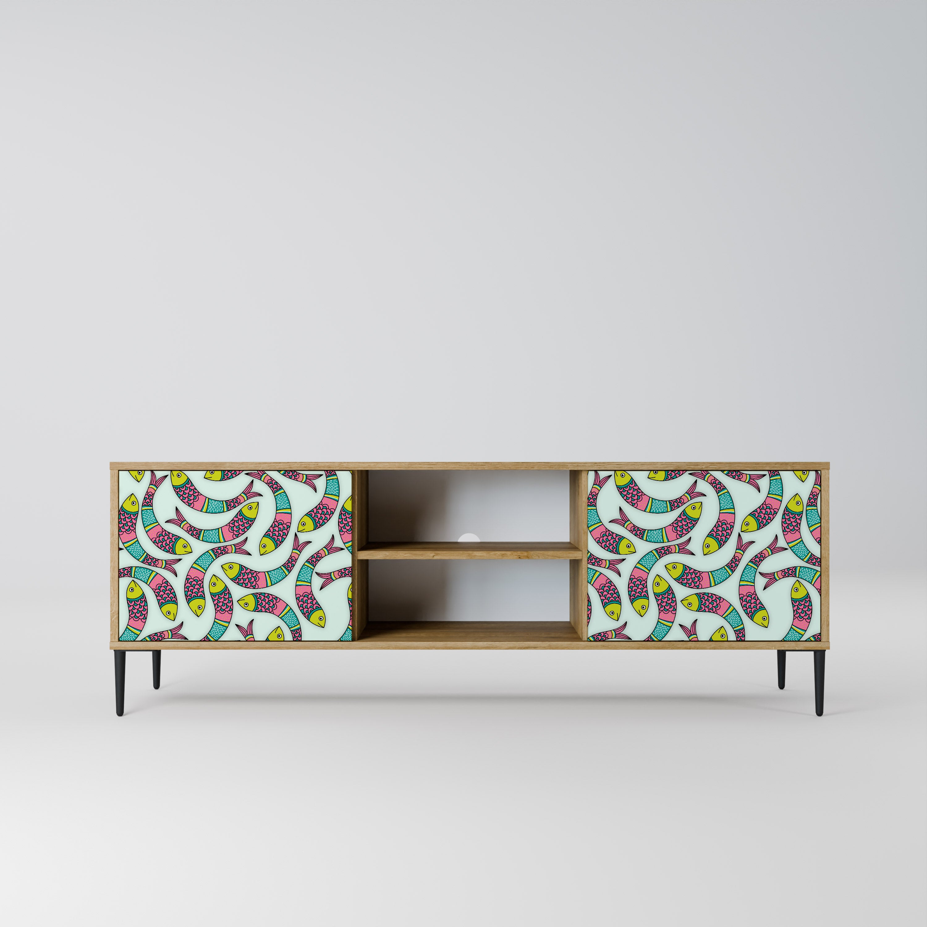 INDIAN FISH 2-Door TV Stand in Oak Effect