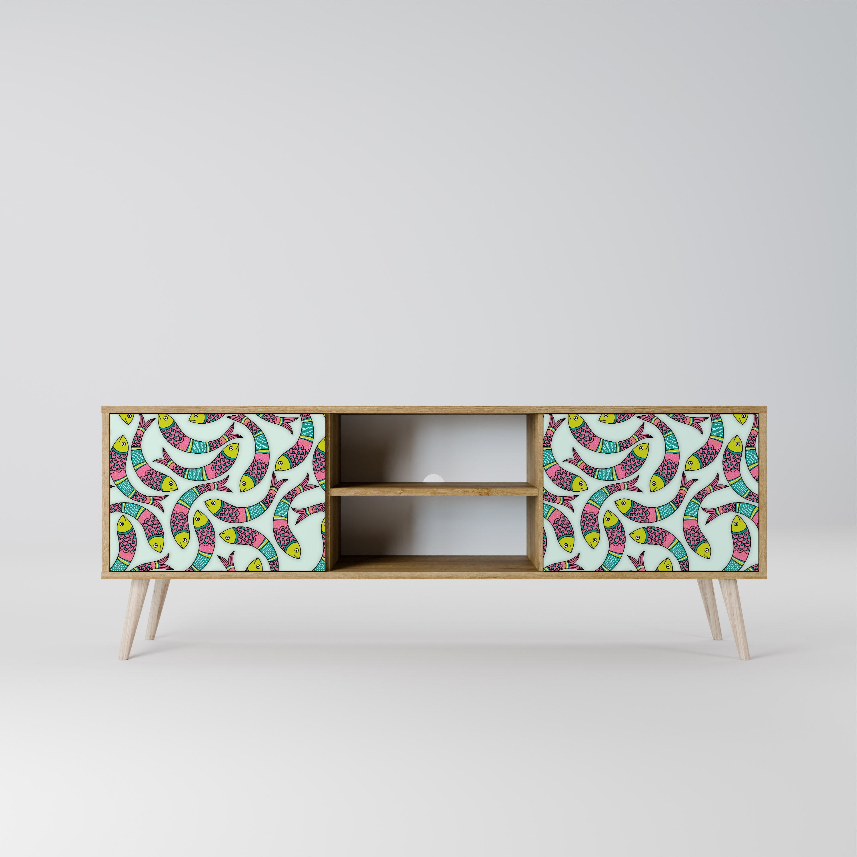 INDIAN FISH 2-Door TV Stand in Oak Effect