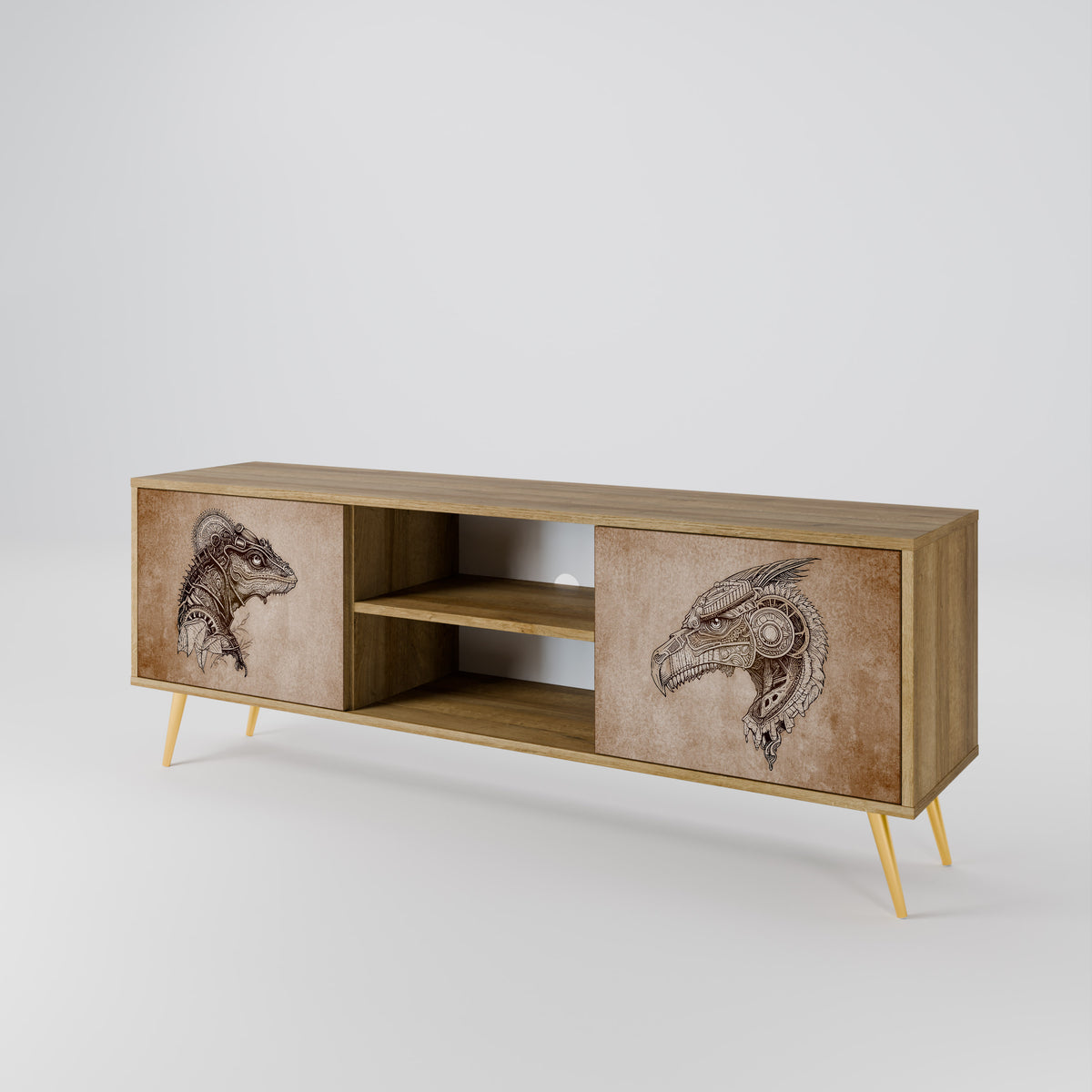 STEAMPUNK CLAN Mueble de TV de 2 Puertas