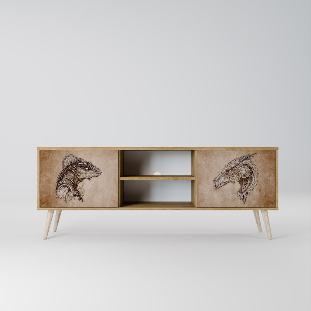 STEAMPUNK CLAN 2-Door TV Stand in Oak Effect