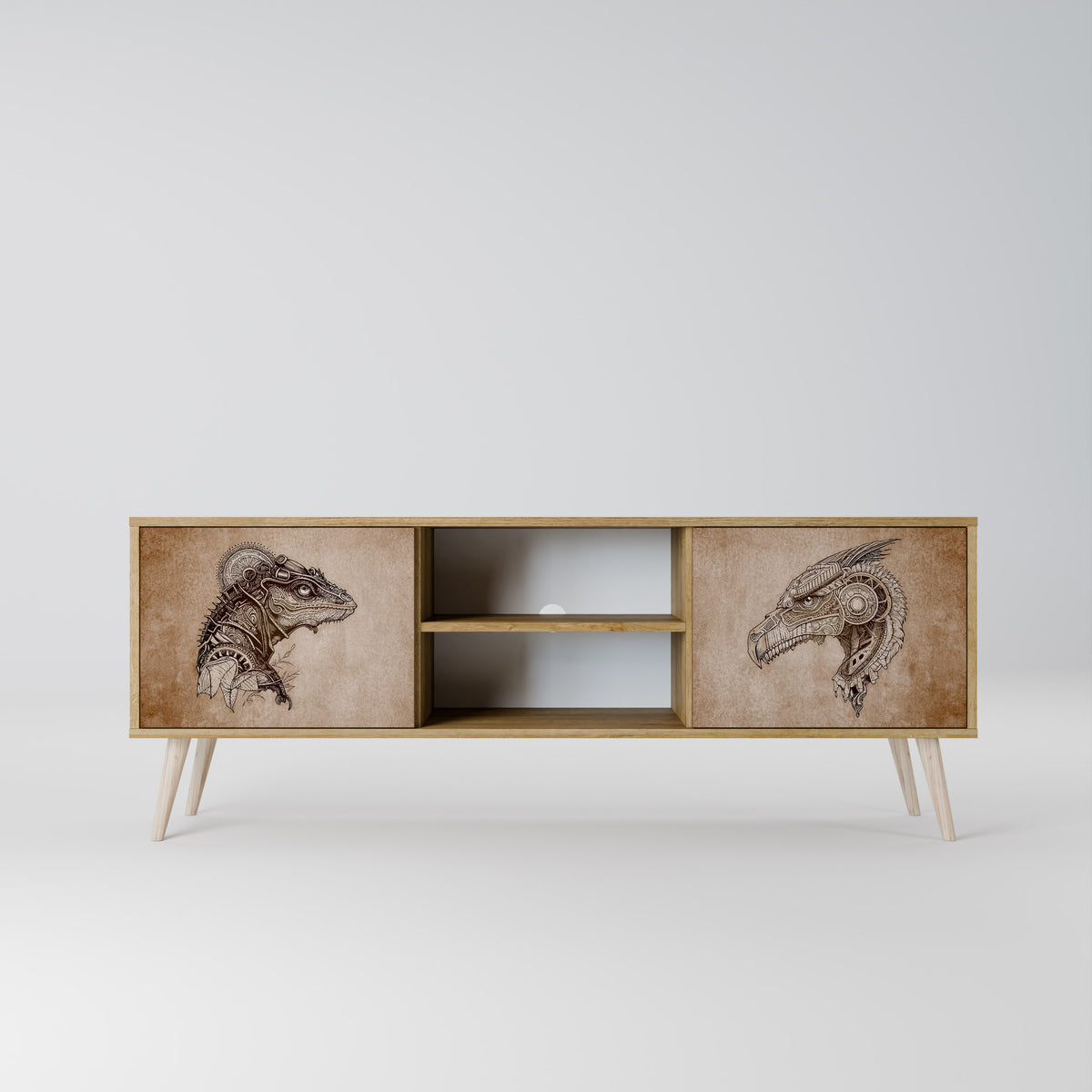 STEAMPUNK CLAN Mueble de TV de 2 Puertas
