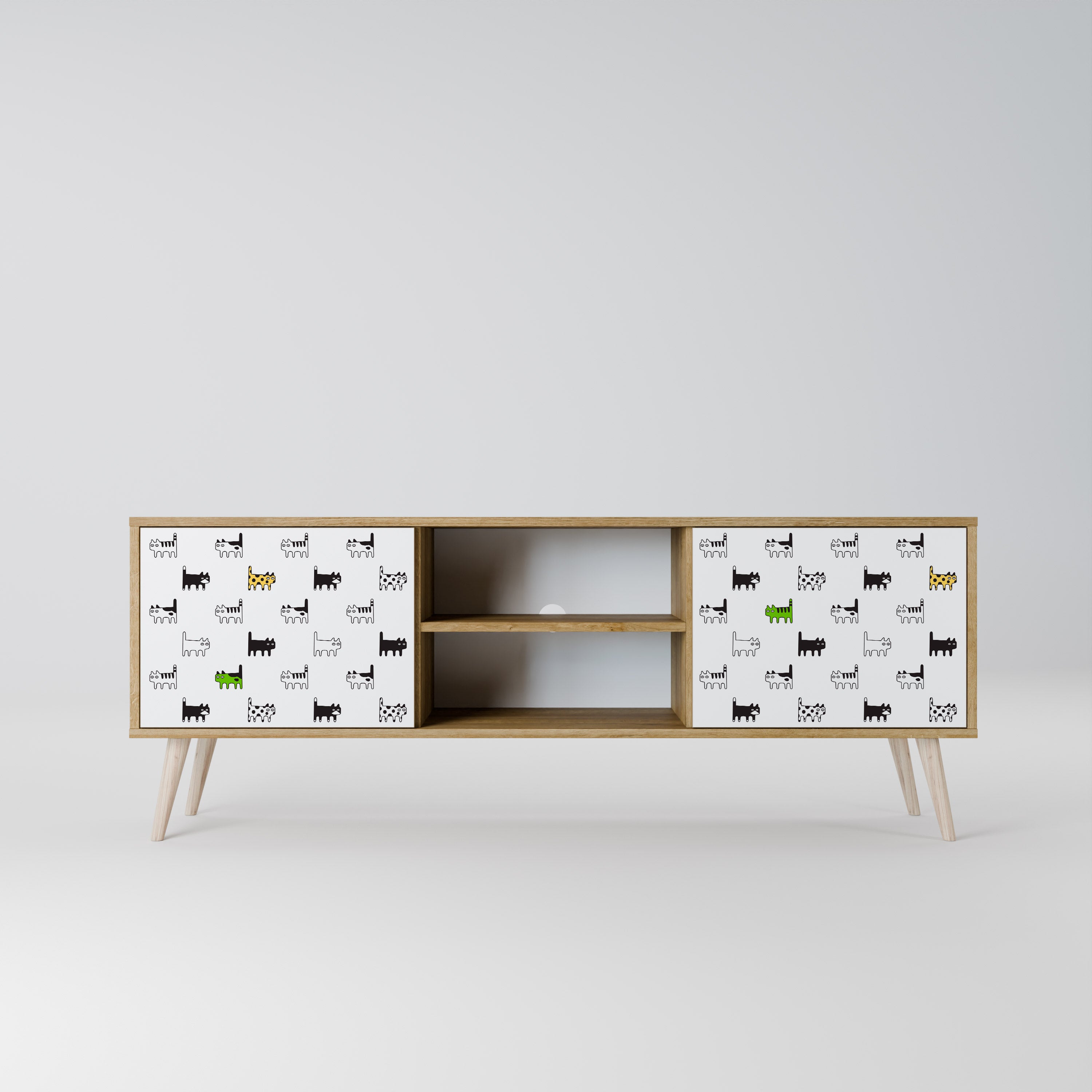 CATS COMPILATION 2-Door TV Stand in Oak Effect
