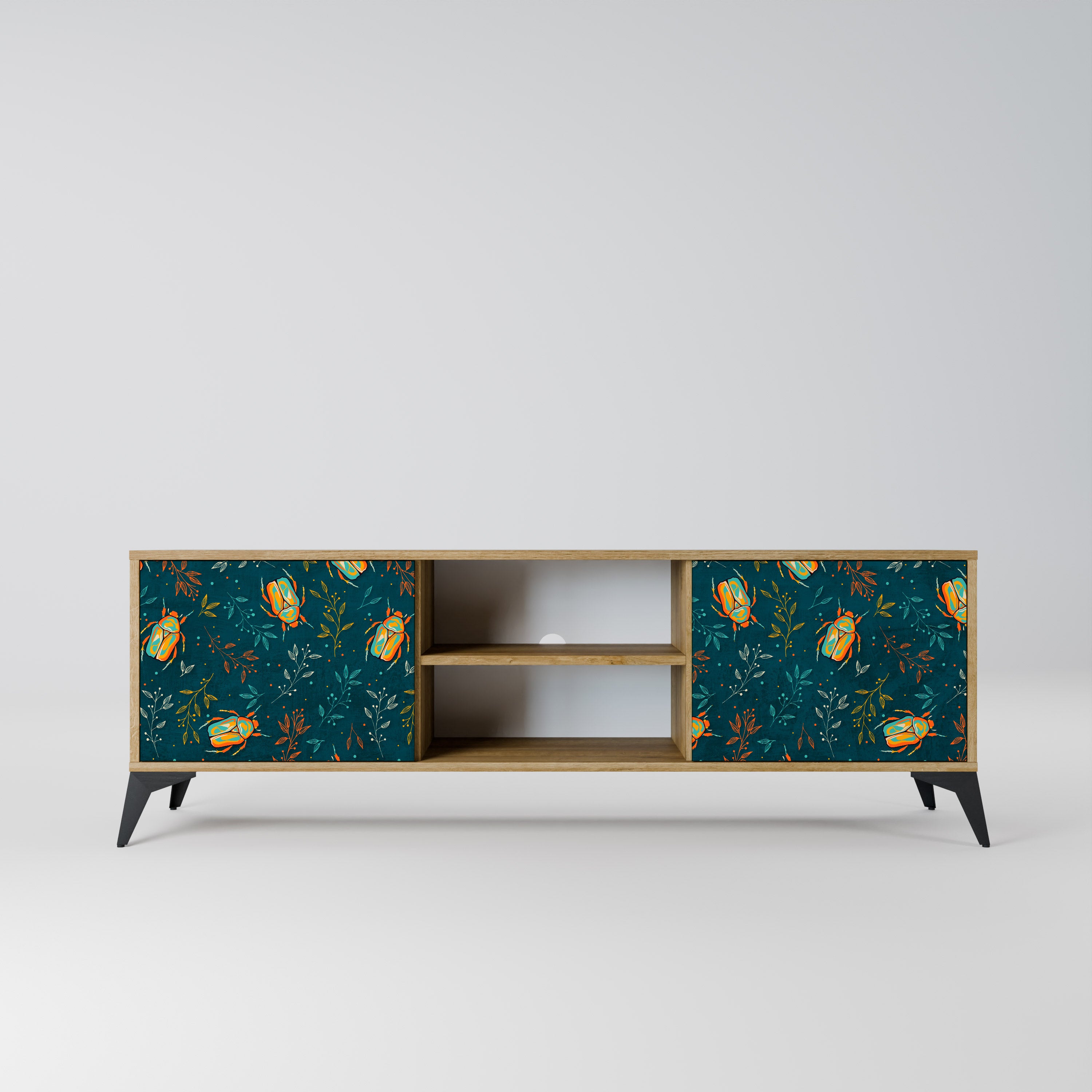 AUTUMN INSECTS 2-Door TV Stand in Oak Effect