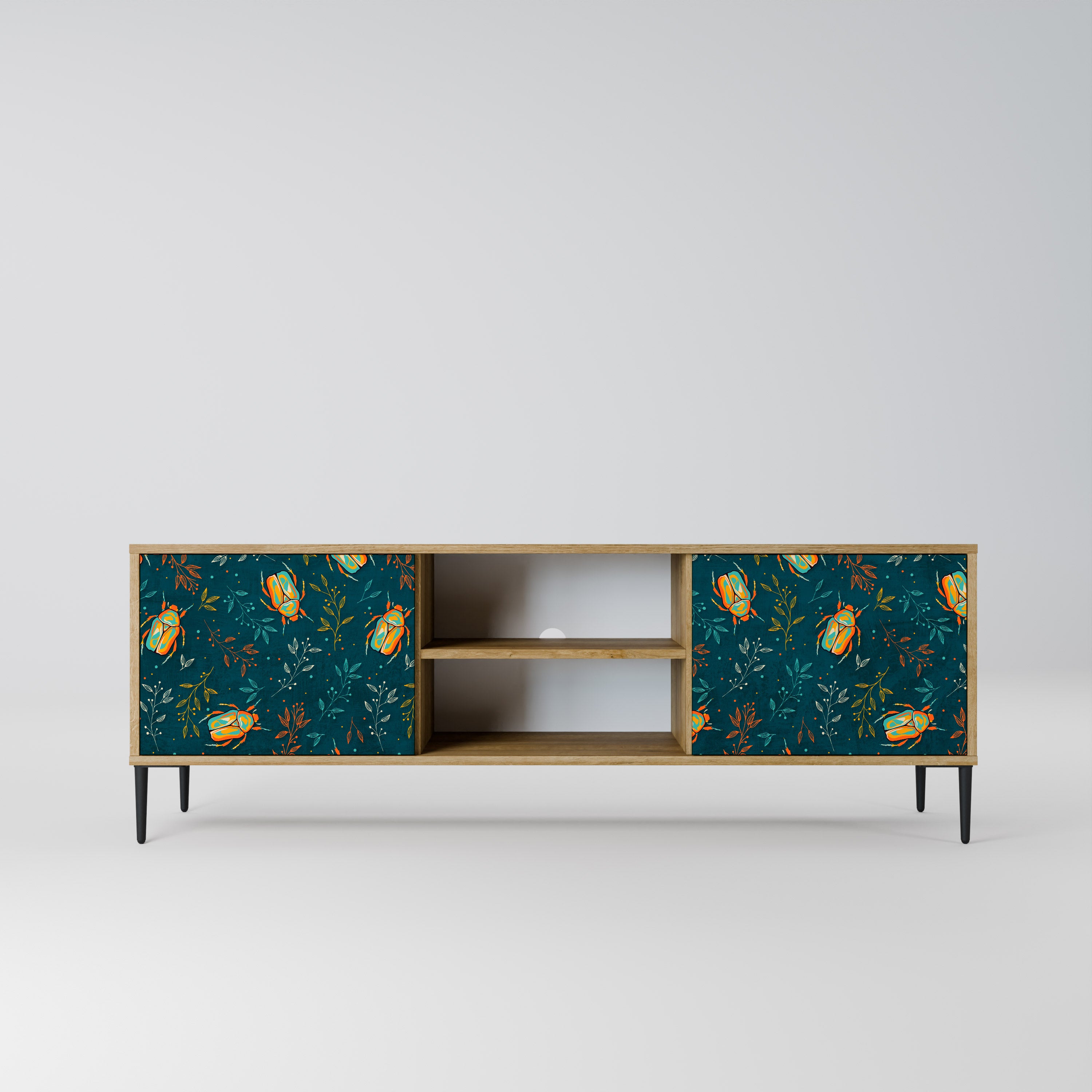 AUTUMN INSECTS 2-Door TV Stand in Oak Effect
