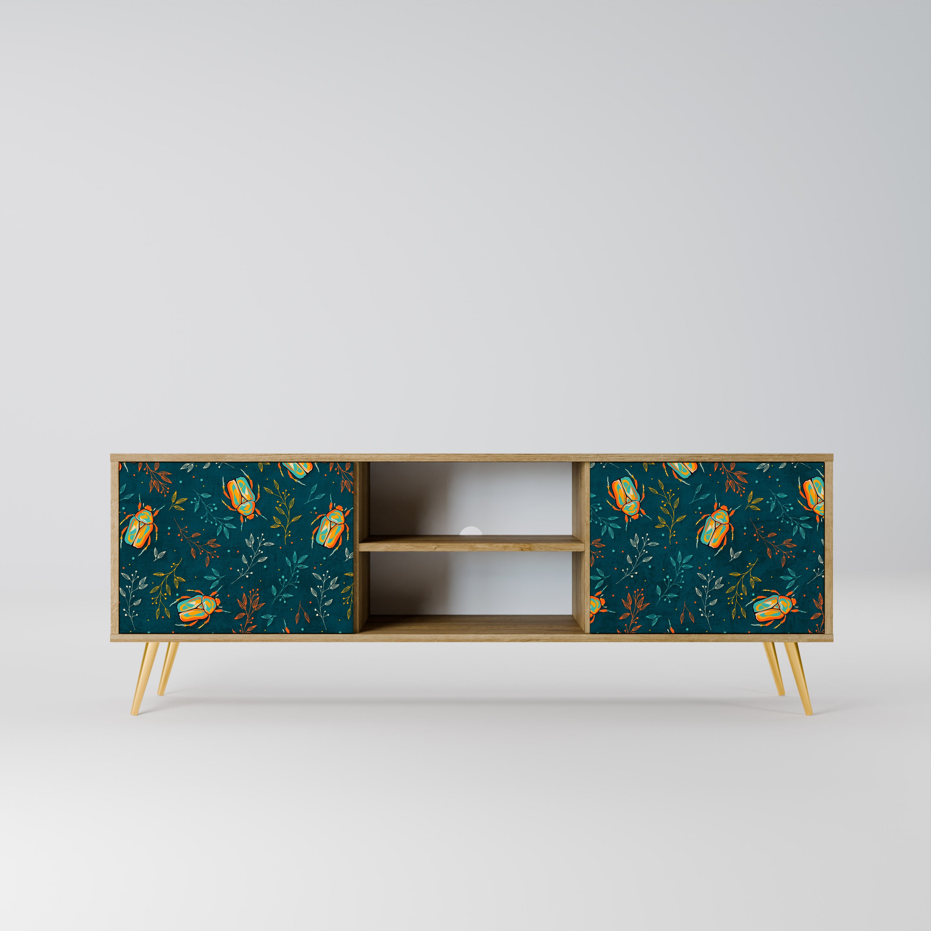 AUTUMN INSECTS 2-Door TV Stand in Oak Effect