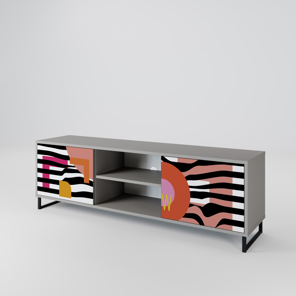 Mueble de TV de 2 puertas ABSTRACTO CROMÁTICO en acabado gris