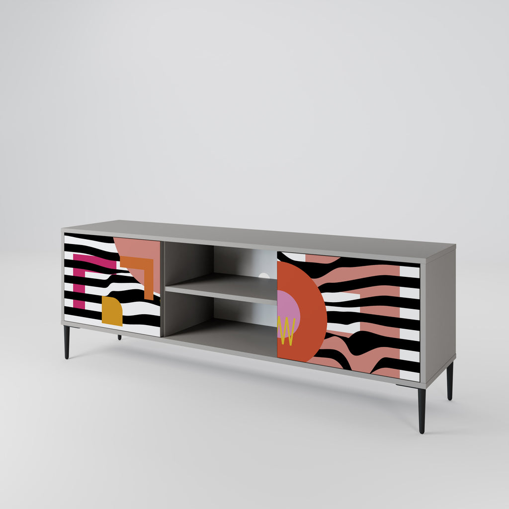 Mueble de TV de 2 puertas ABSTRACTO CROMÁTICO en acabado gris