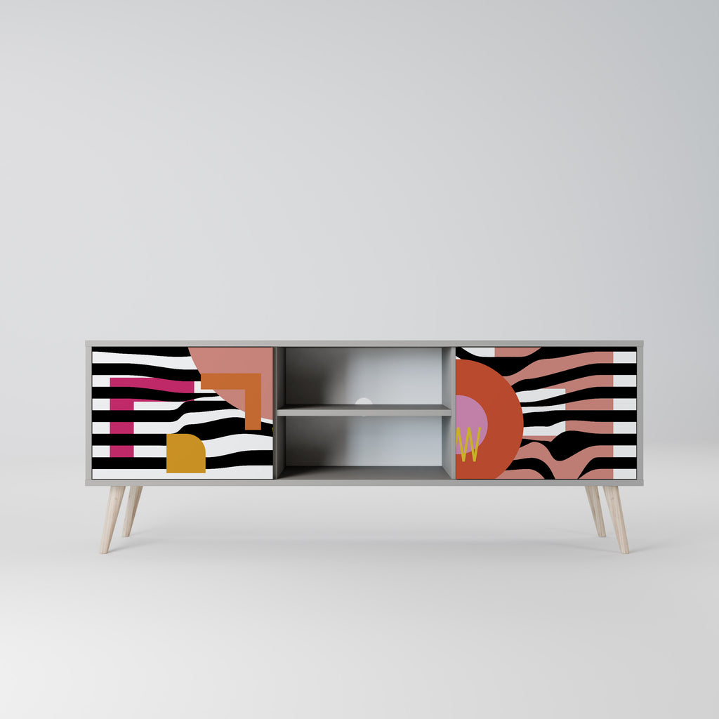 Mueble de TV de 2 puertas ABSTRACTO CROMÁTICO en acabado gris