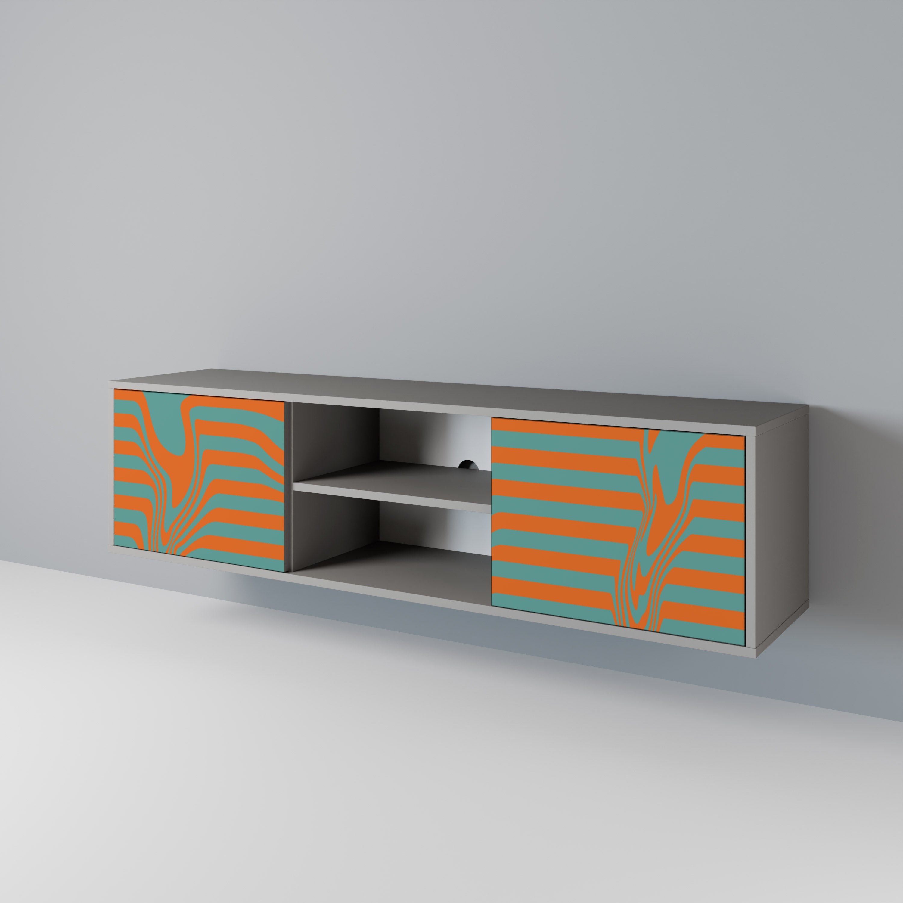 Mueble de TV LINE COLLAPSE de 2 puertas en acabado gris