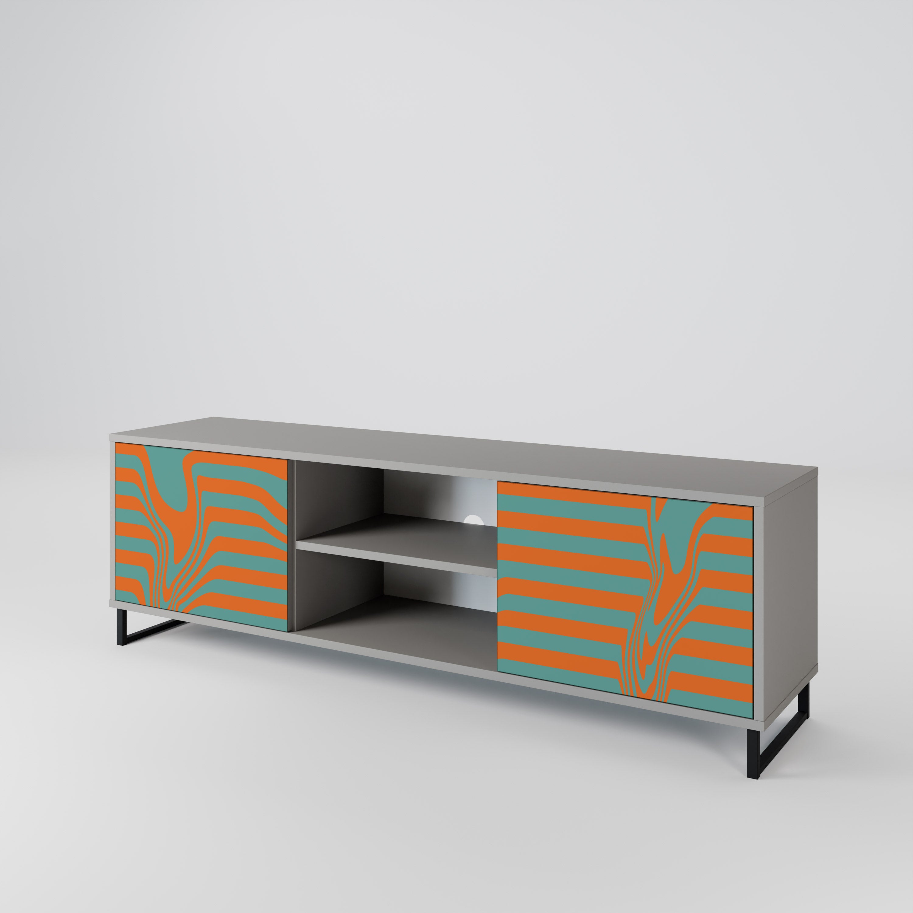 Mueble de TV LINE COLLAPSE de 2 puertas en acabado gris