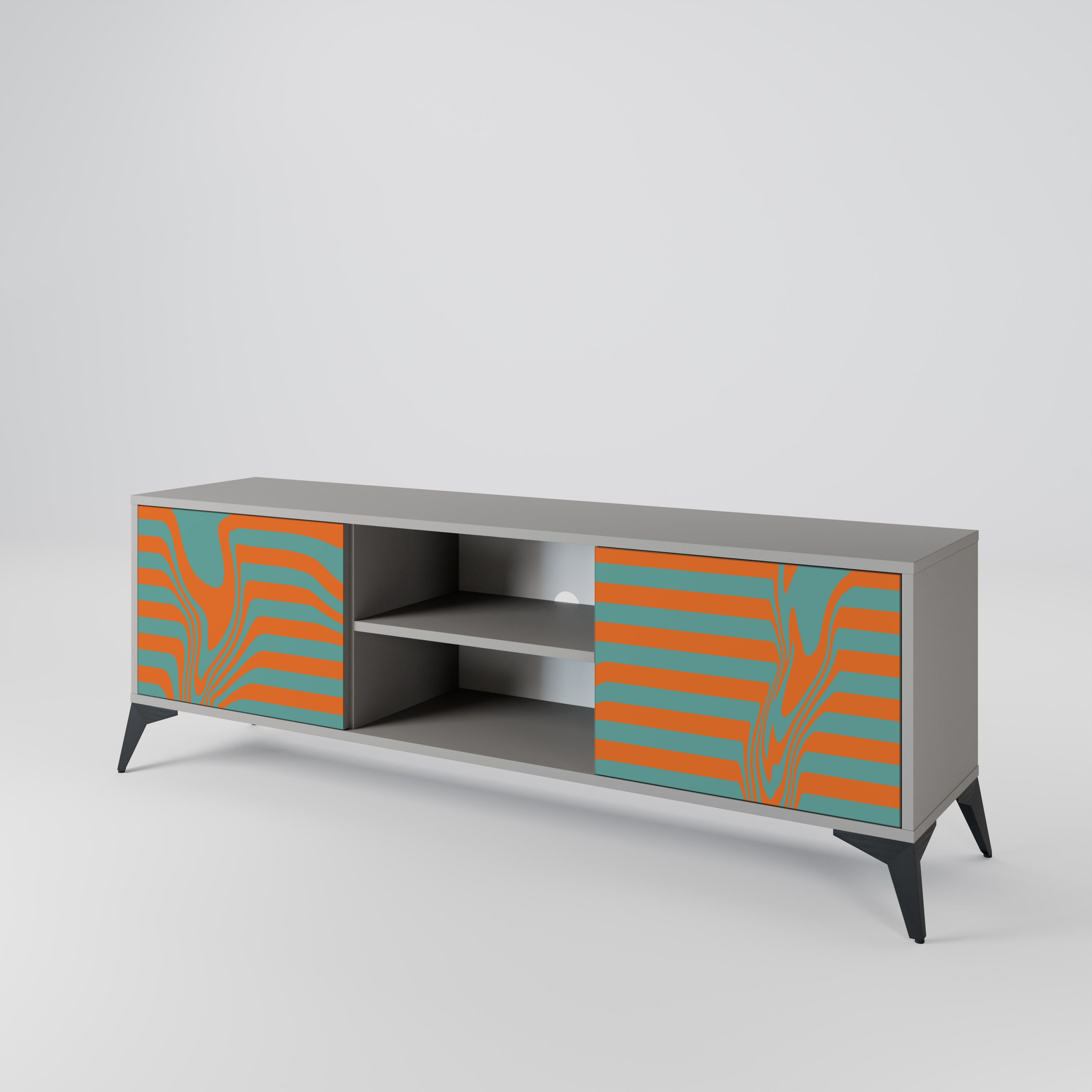 Mueble de TV LINE COLLAPSE de 2 puertas en acabado gris