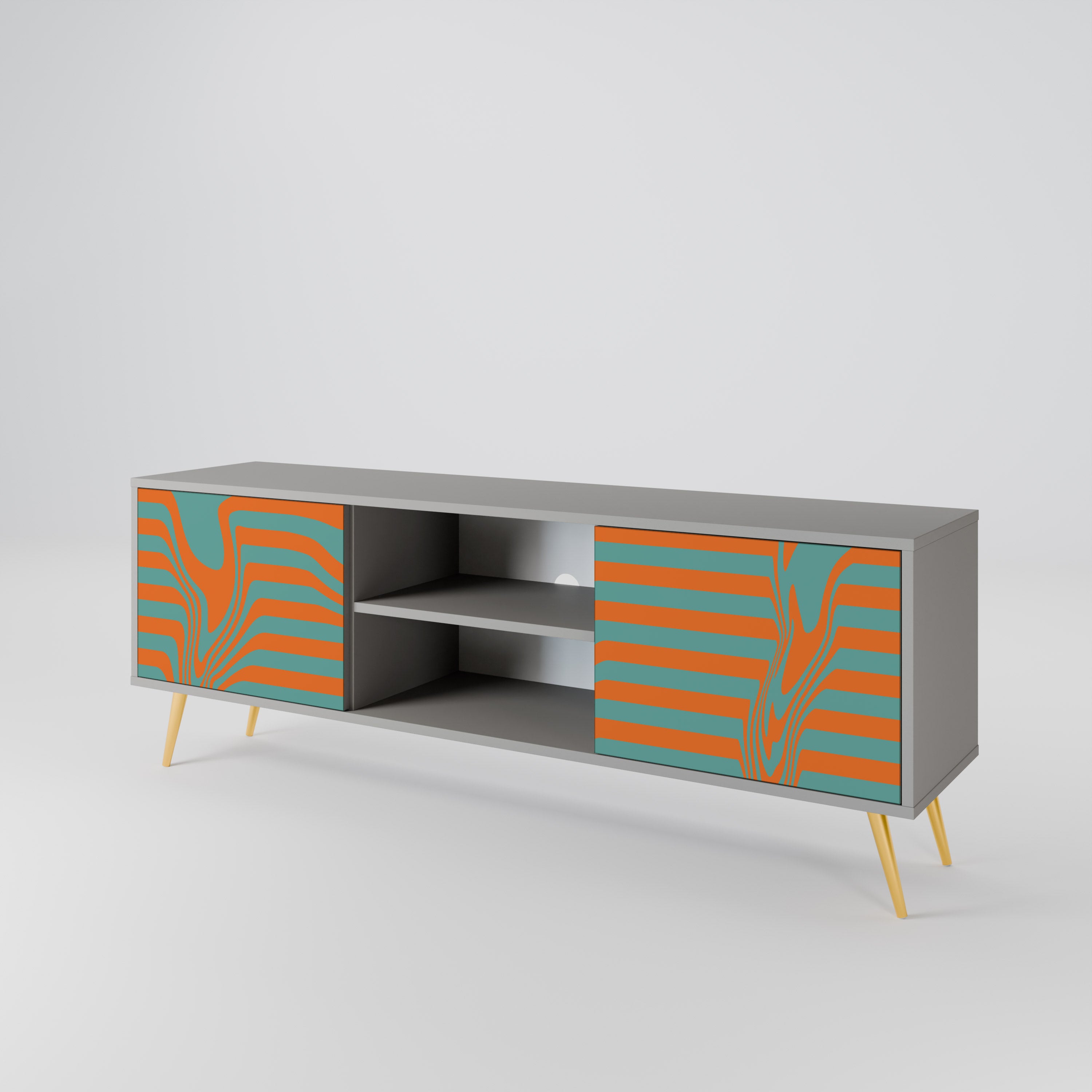 Mueble de TV LINE COLLAPSE de 2 puertas en acabado gris