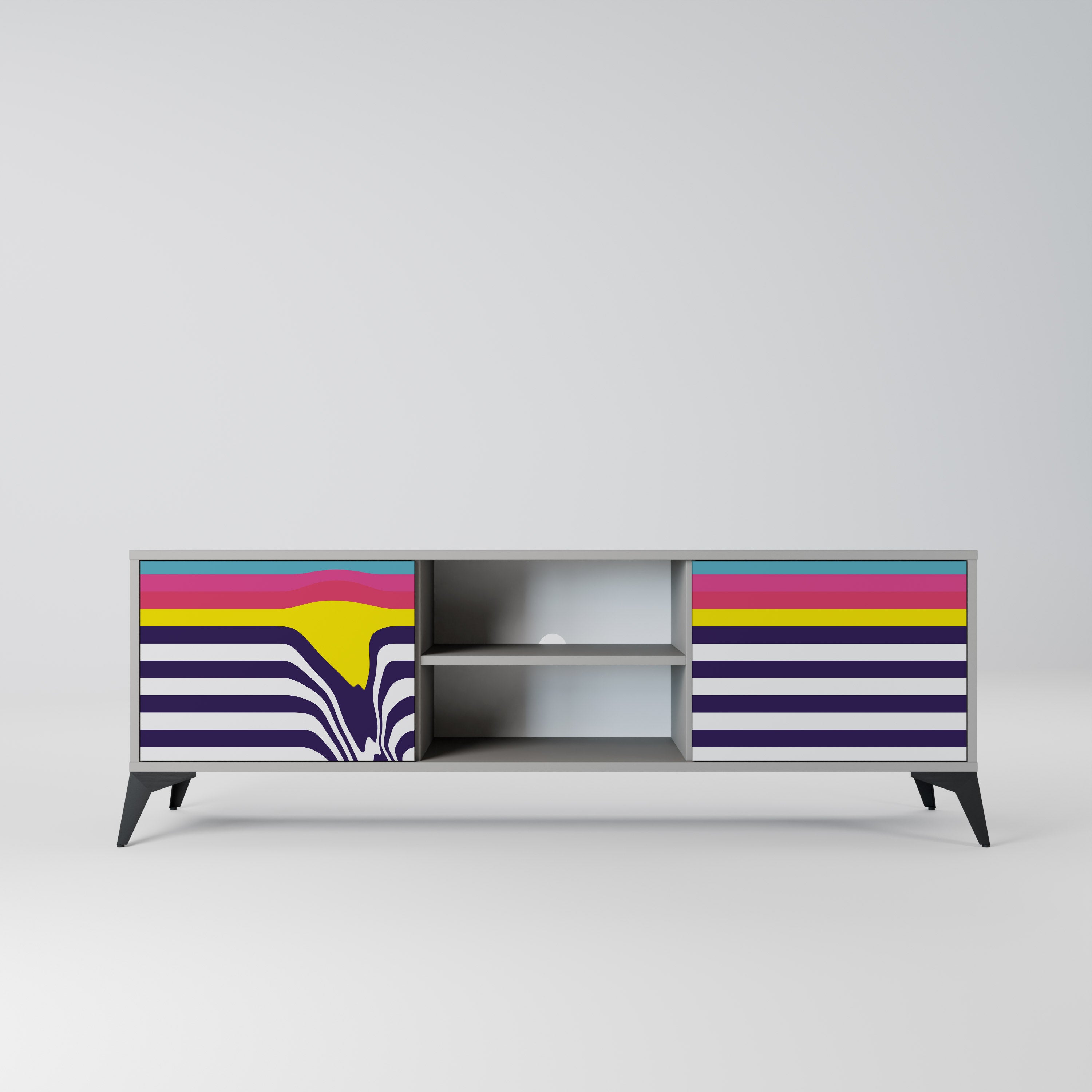 Mueble de TV de 2 puertas COLORFUL DIVERSION en acabado gris
