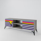 COLORFUL DIVERSION Mueble de TV de 2 Puertas en Acabado Gris