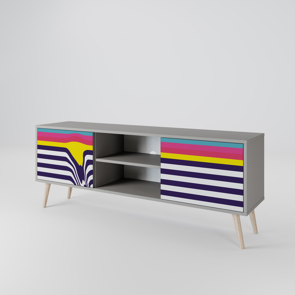 Mueble de TV de 2 puertas COLORFUL DIVERSION en acabado gris