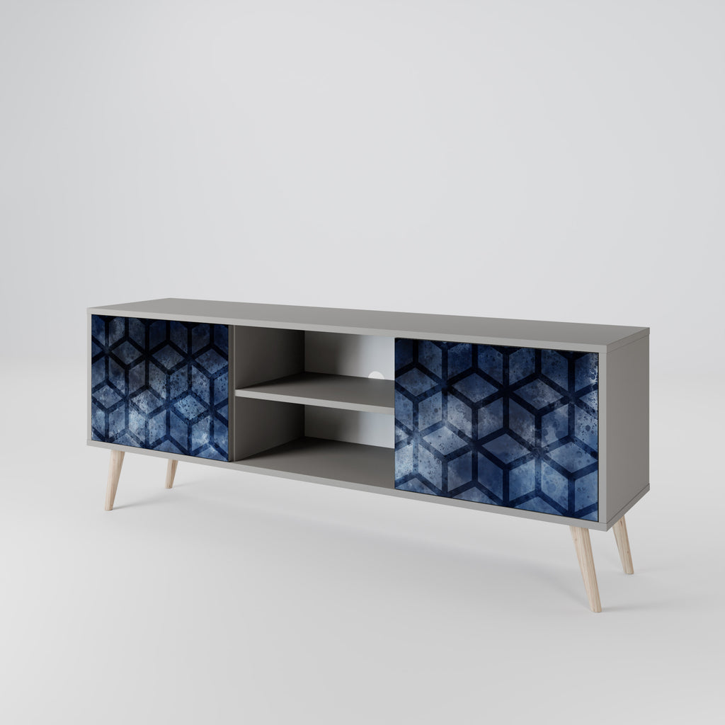 Mueble de TV de 2 puertas CUBIC MIST en acabado gris