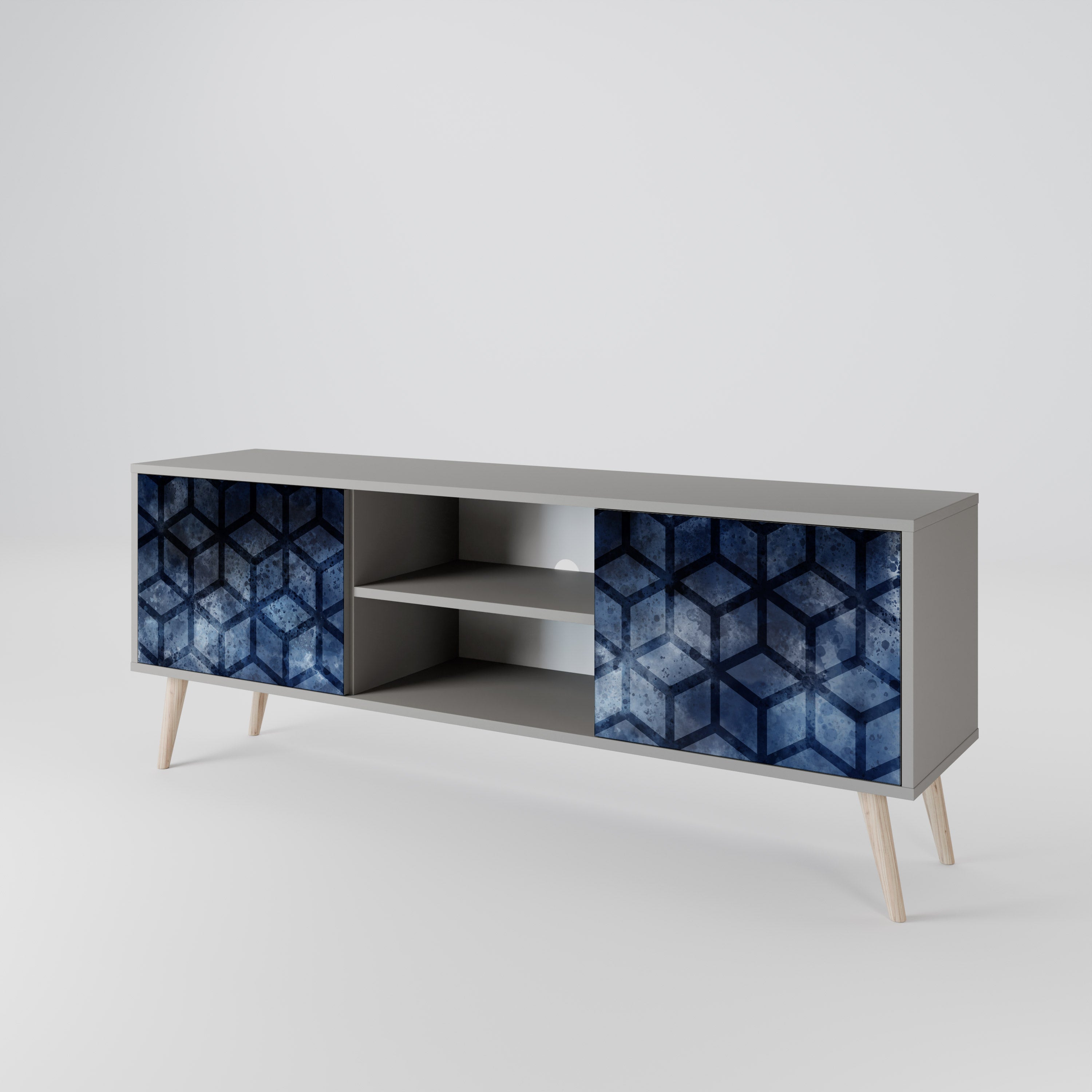 Mueble de TV de 2 puertas CUBIC MIST en acabado gris