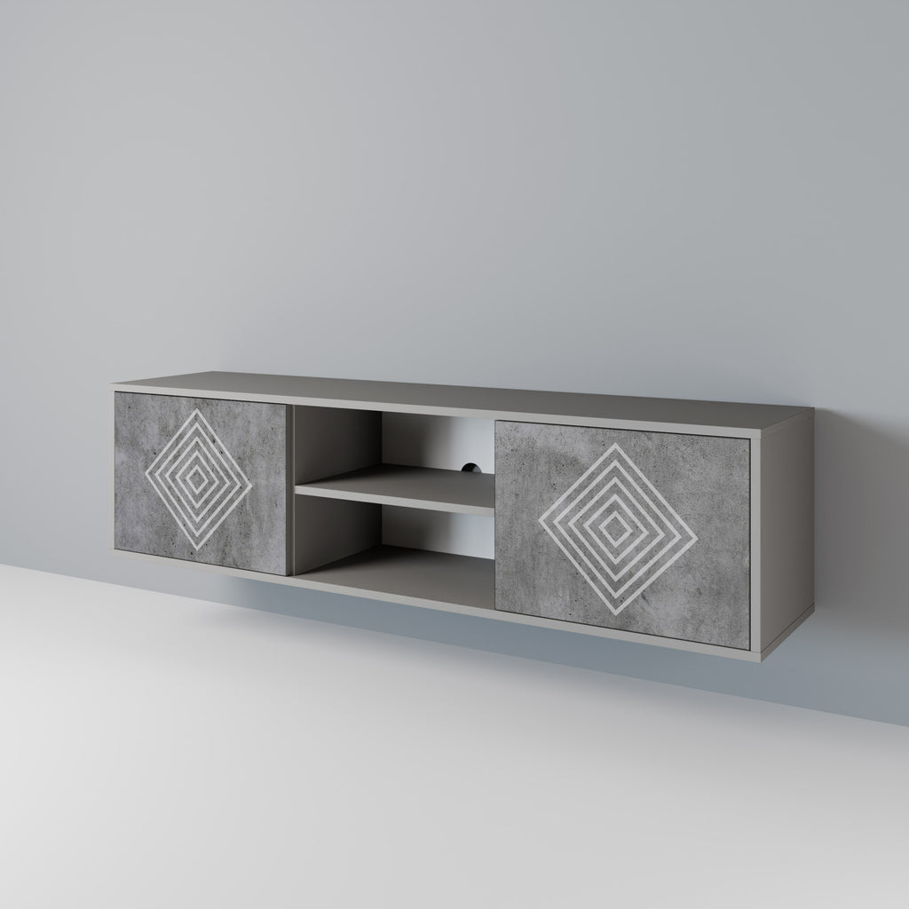 Mueble de TV de 2 puertas POLYGONAL ARTISTRY en acabado gris