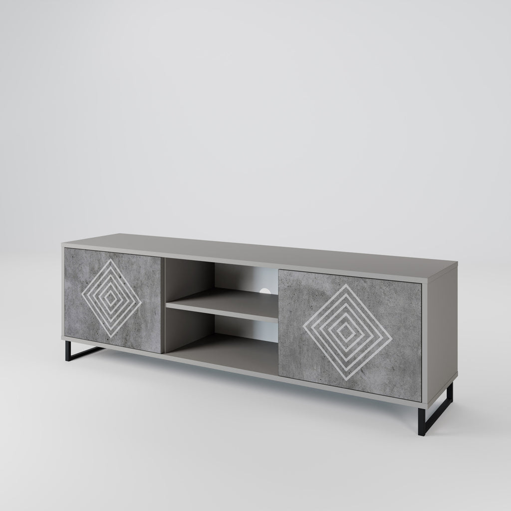 Mueble de TV de 2 puertas POLYGONAL ARTISTRY en acabado gris
