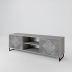 POLYGONAL ARTISTRY 2-Door TV Stand in Grey Finish