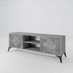 POLYGONAL ARTISTRY 2-Door TV Stand in Grey Finish