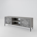 POLYGONAL ARTISTRY 2-Door TV Stand in Grey Finish