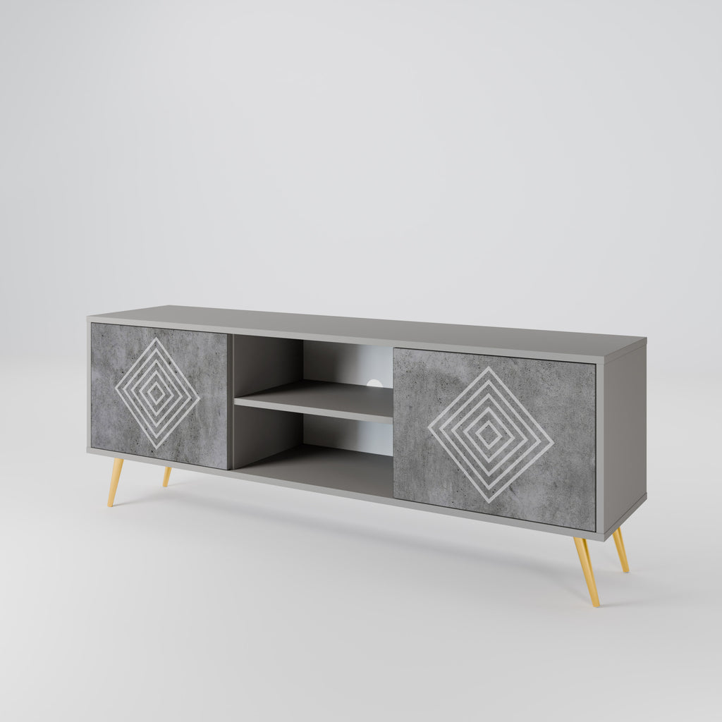 Mueble de TV de 2 puertas POLYGONAL ARTISTRY en acabado gris