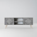 POLYGONAL ARTISTRY 2-Door TV Stand in Grey Finish