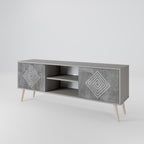 POLYGONAL ARTISTRY 2-Door TV Stand in Grey Finish