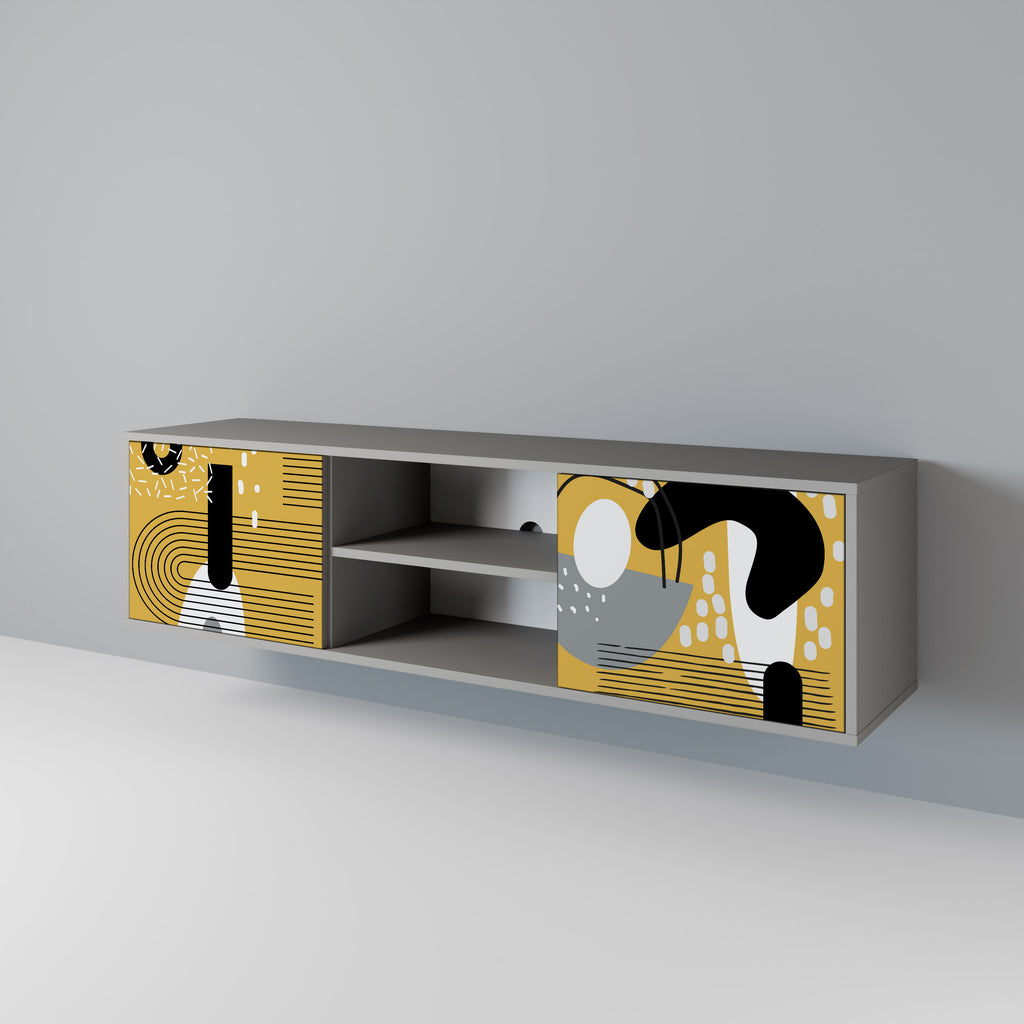 Mueble de TV de 2 puertas SHAPESHIFT SYMPHONY en acabado gris