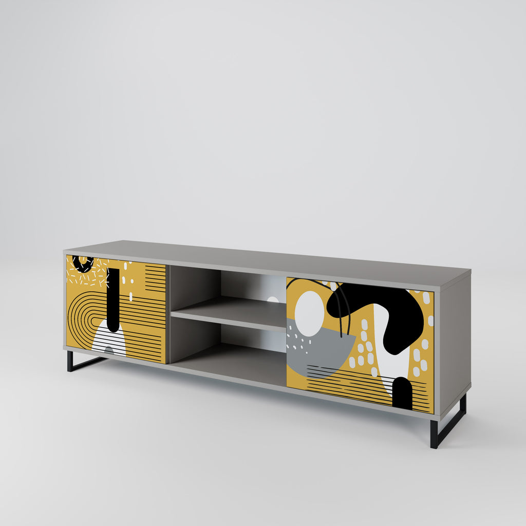 Mueble de TV de 2 puertas SHAPESHIFT SYMPHONY en acabado gris