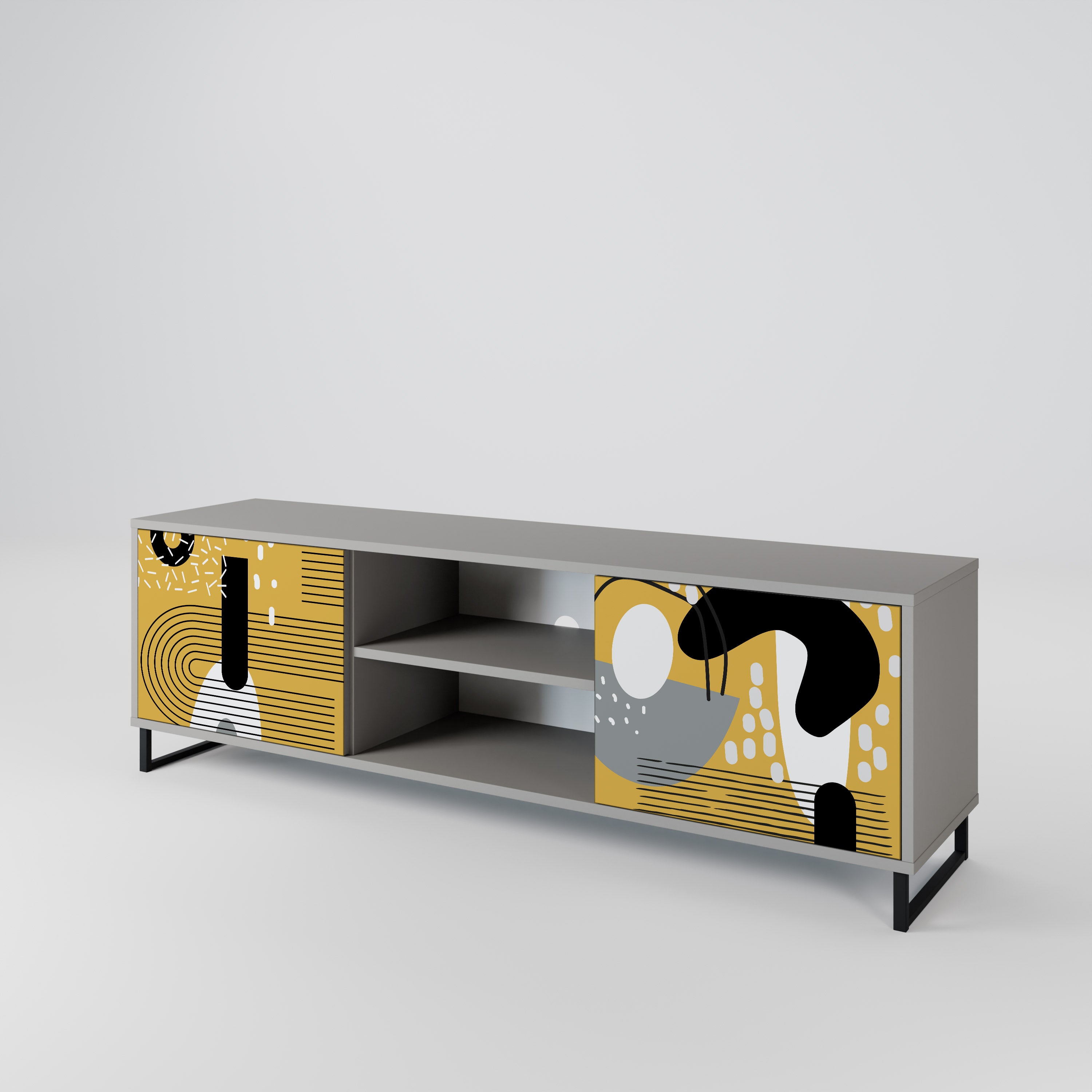 Mueble de TV de 2 puertas SHAPESHIFT SYMPHONY en acabado gris