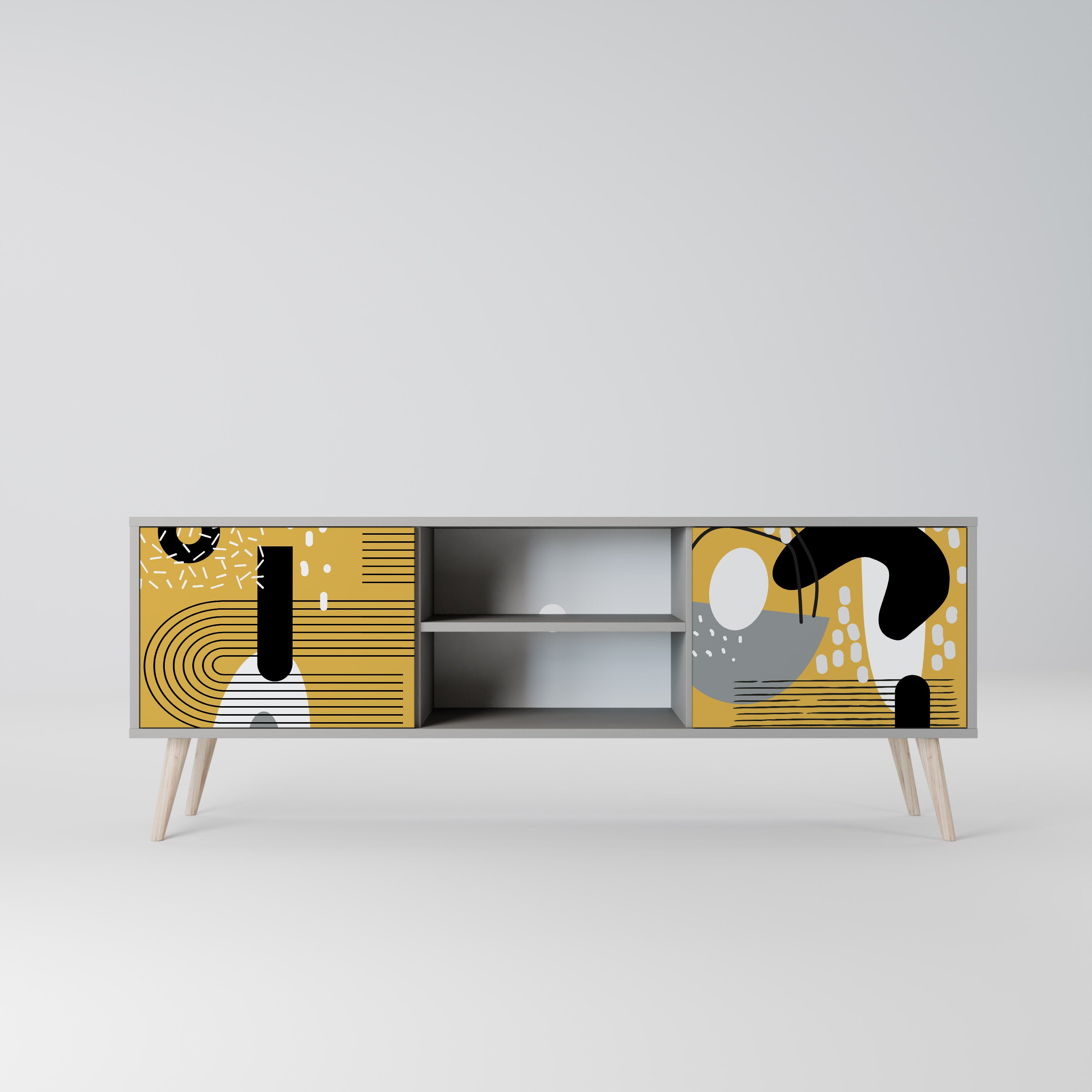 Mueble de TV de 2 puertas SHAPESHIFT SYMPHONY en acabado gris