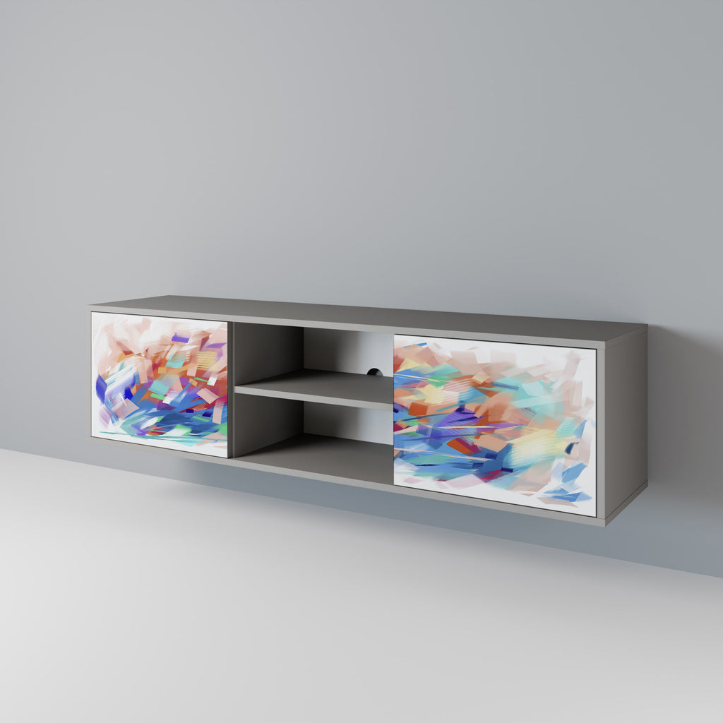 Mueble de TV de 2 puertas FINESSE MASH-UP en acabado gris