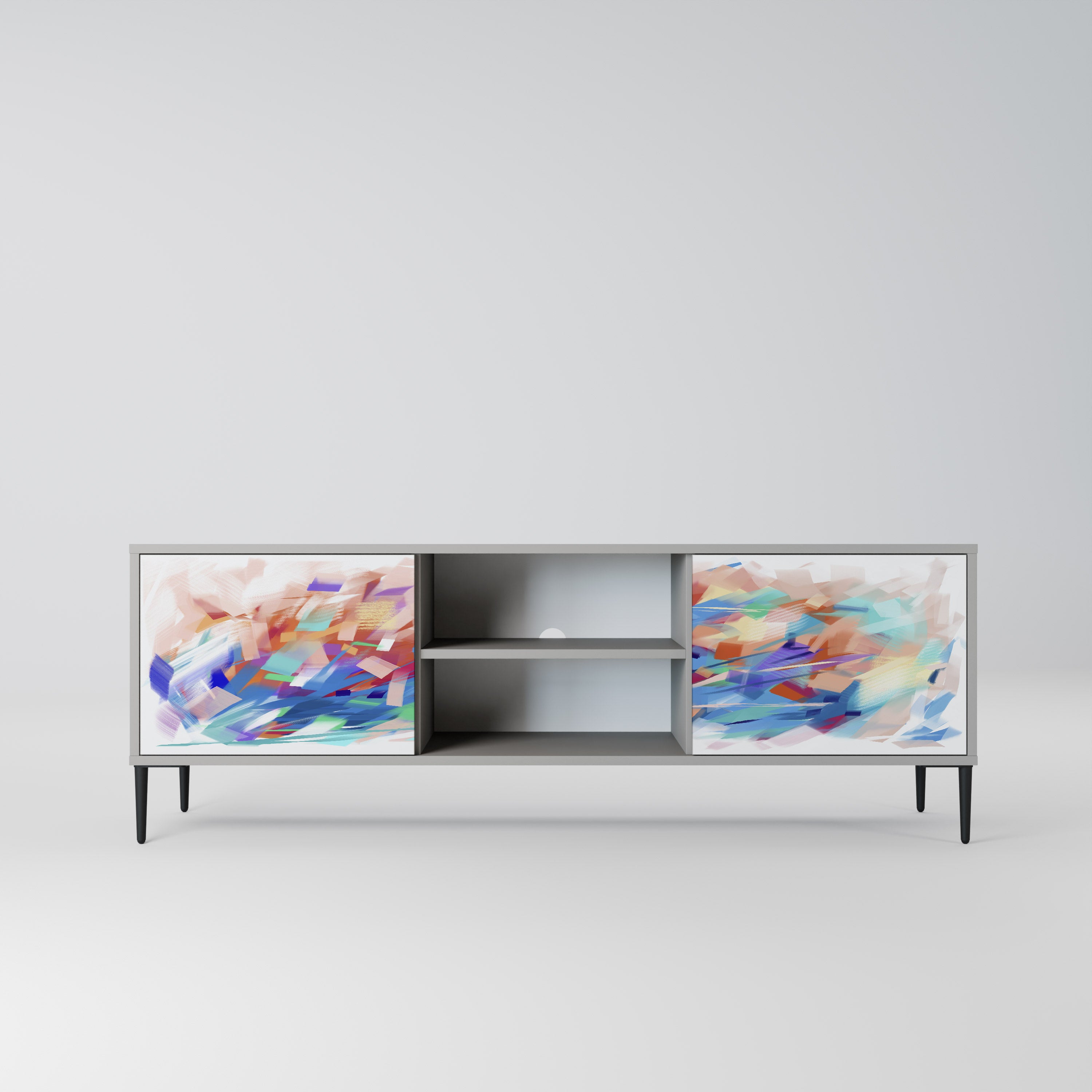 Mueble de TV de 2 puertas FINESSE MASH-UP en acabado gris