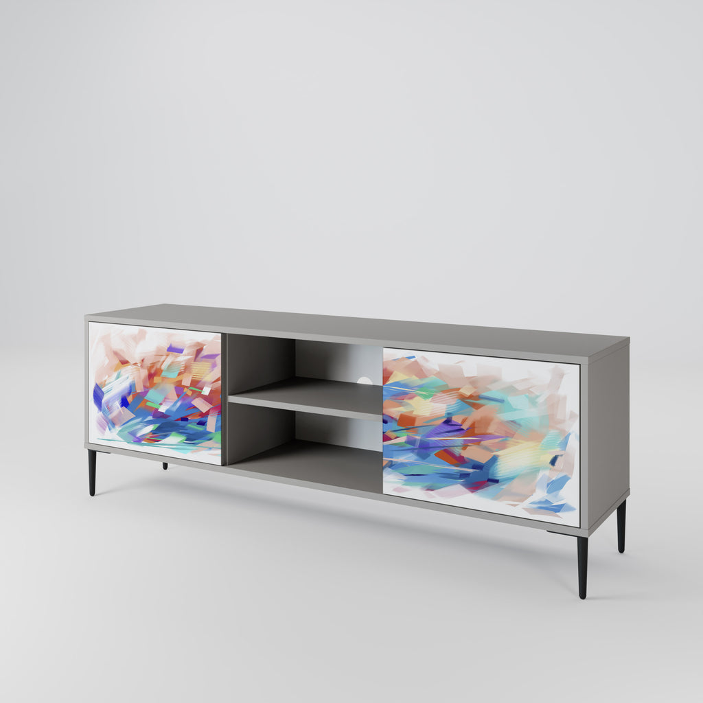 Mueble de TV de 2 puertas FINESSE MASH-UP en acabado gris