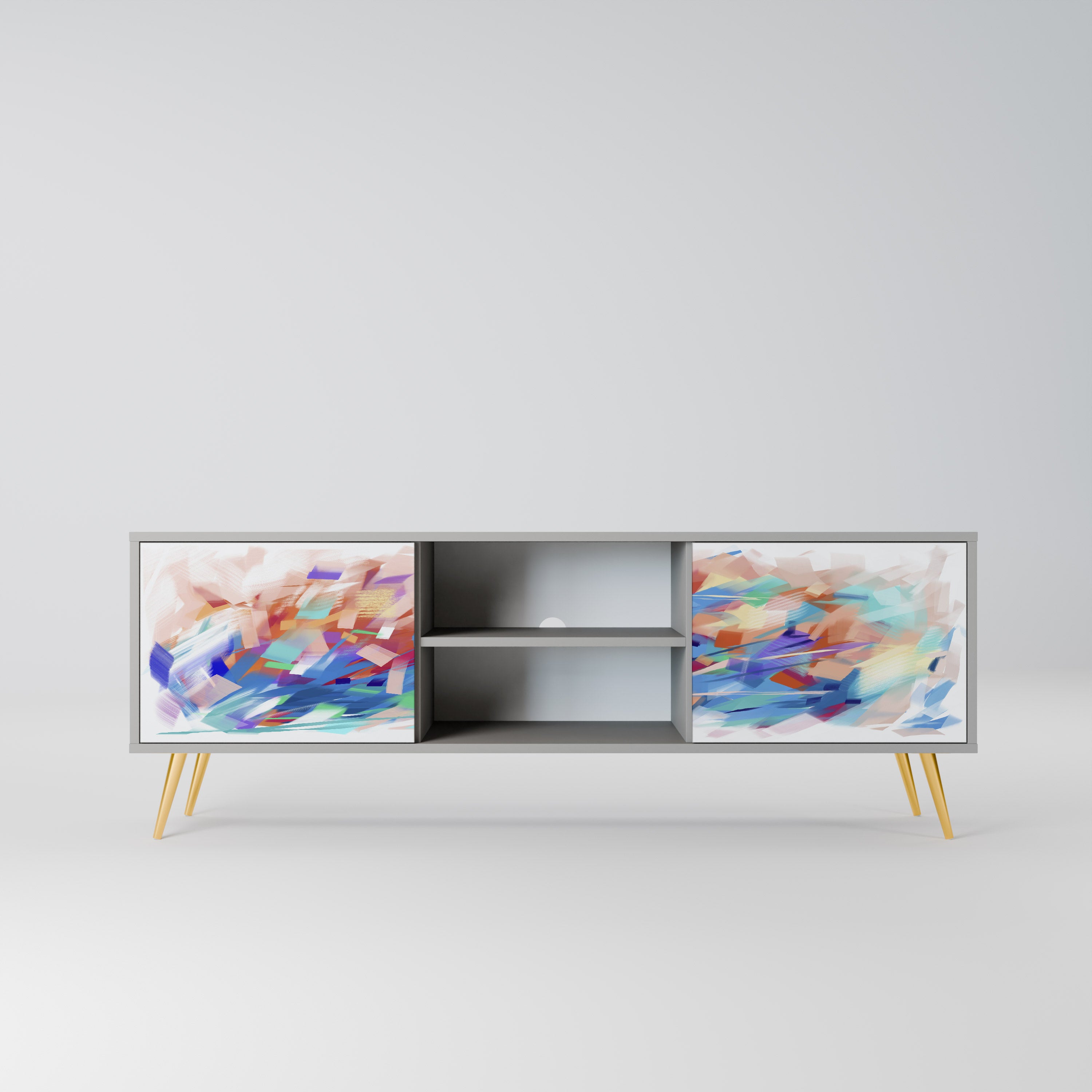 Mueble de TV de 2 puertas FINESSE MASH-UP en acabado gris