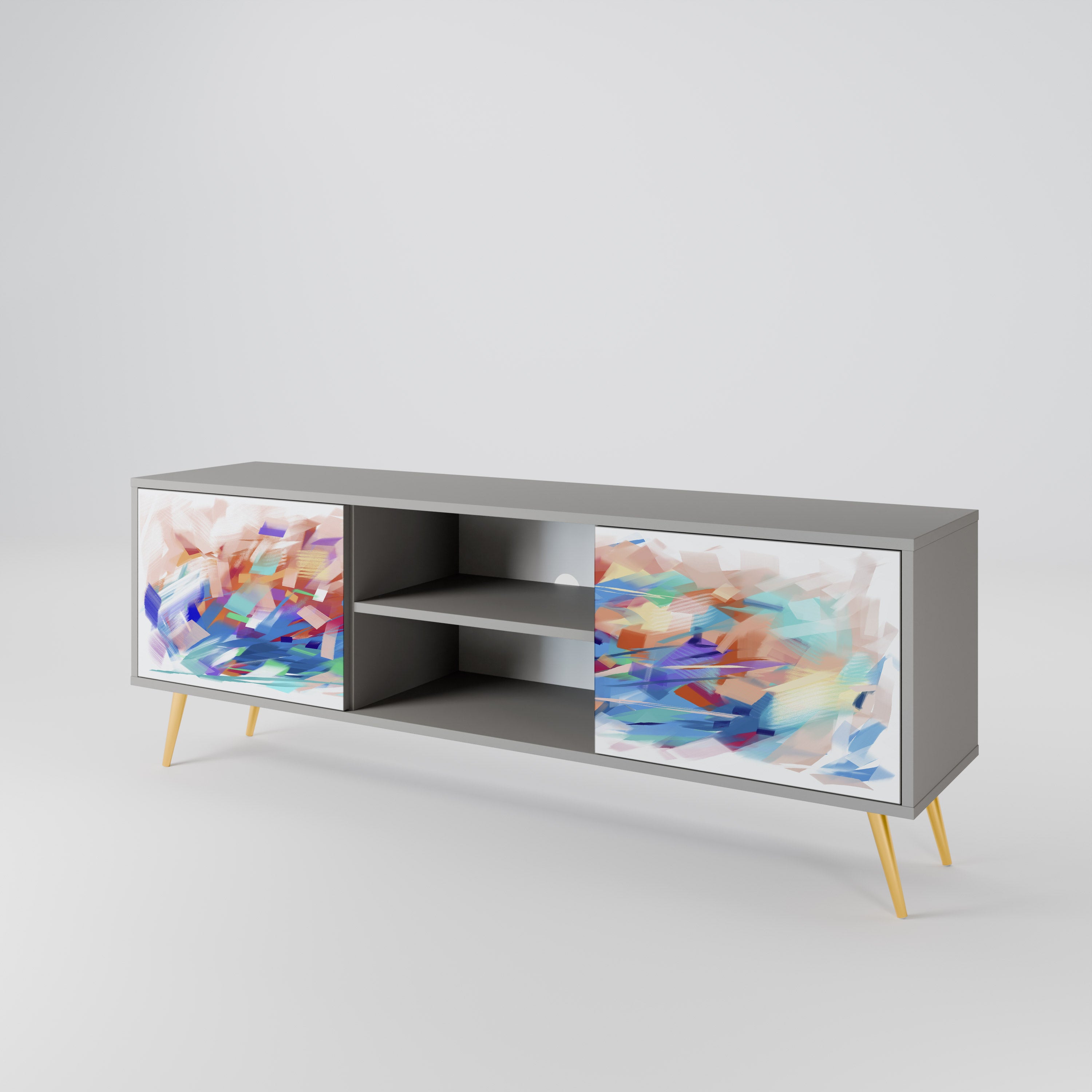 Mueble de TV de 2 puertas FINESSE MASH-UP en acabado gris