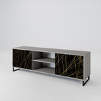 BRIGHT MESH Mueble de TV de 2 Puertas en Acabado Gris