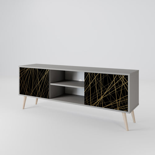 BRIGHT MESH Mueble de TV de 2 Puertas en Acabado Gris