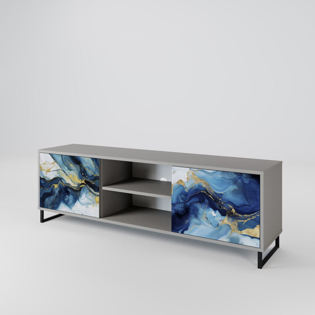 Mueble de TV de 2 puertas INKY MARBLE en acabado gris