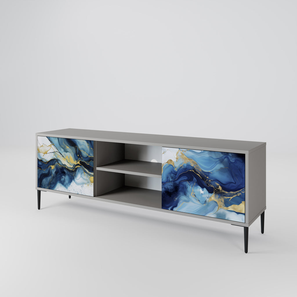 Mueble de TV de 2 puertas INKY MARBLE en acabado gris