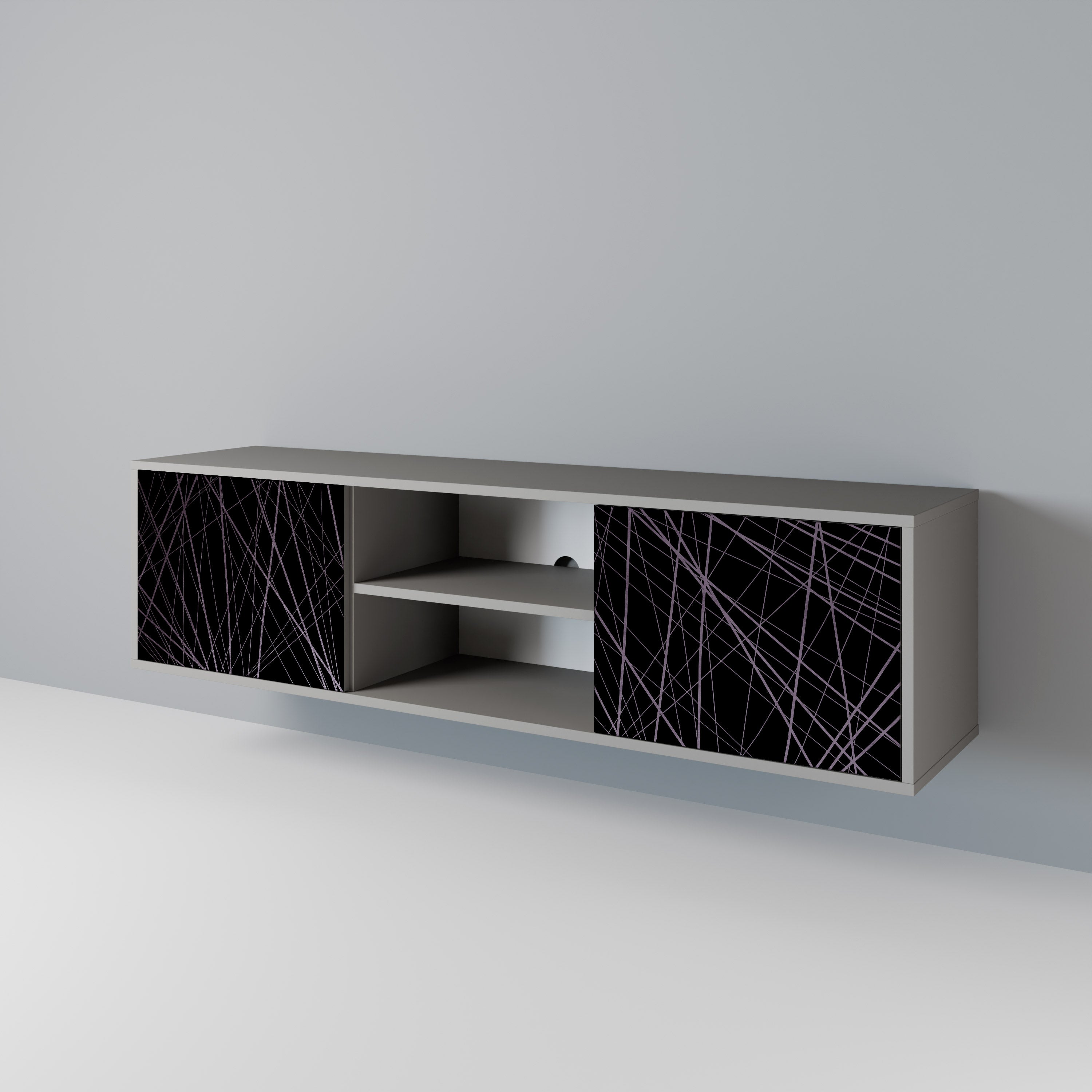 Mueble de TV de 2 puertas SHIMMER SPIDEGRAM en acabado gris