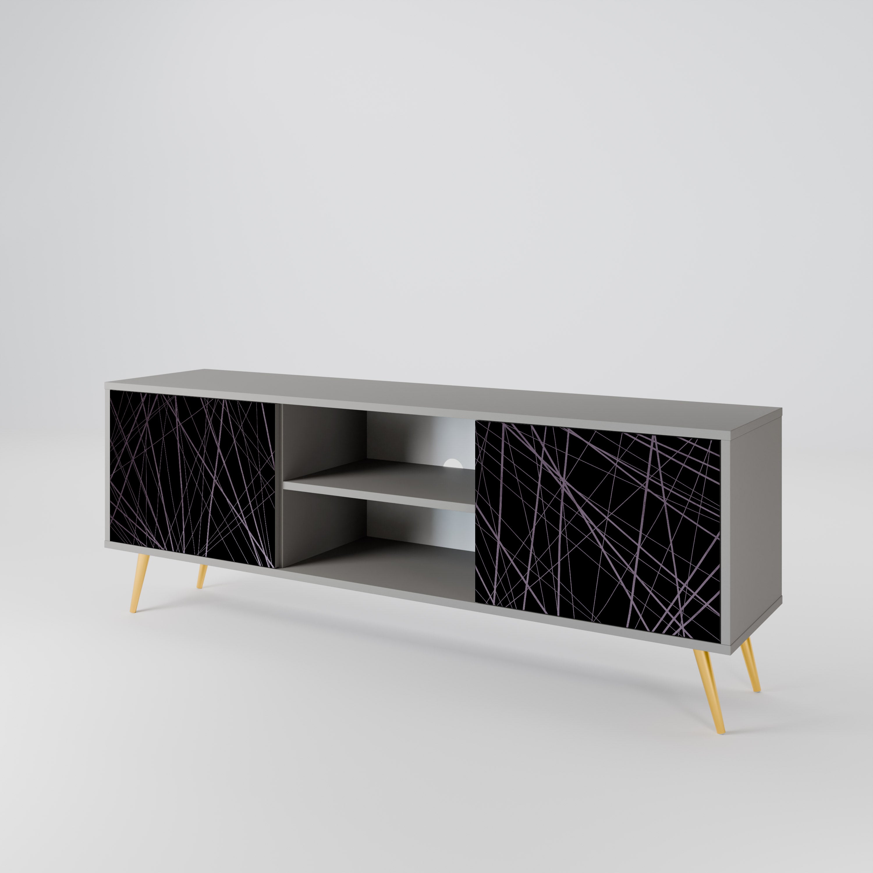 Mueble de TV de 2 puertas SHIMMER SPIDEGRAM en acabado gris