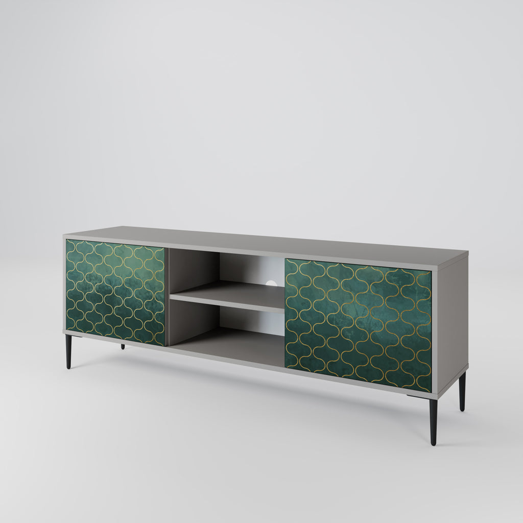 Mueble de TV de 2 puertas TESSELATED GREENERY en acabado gris