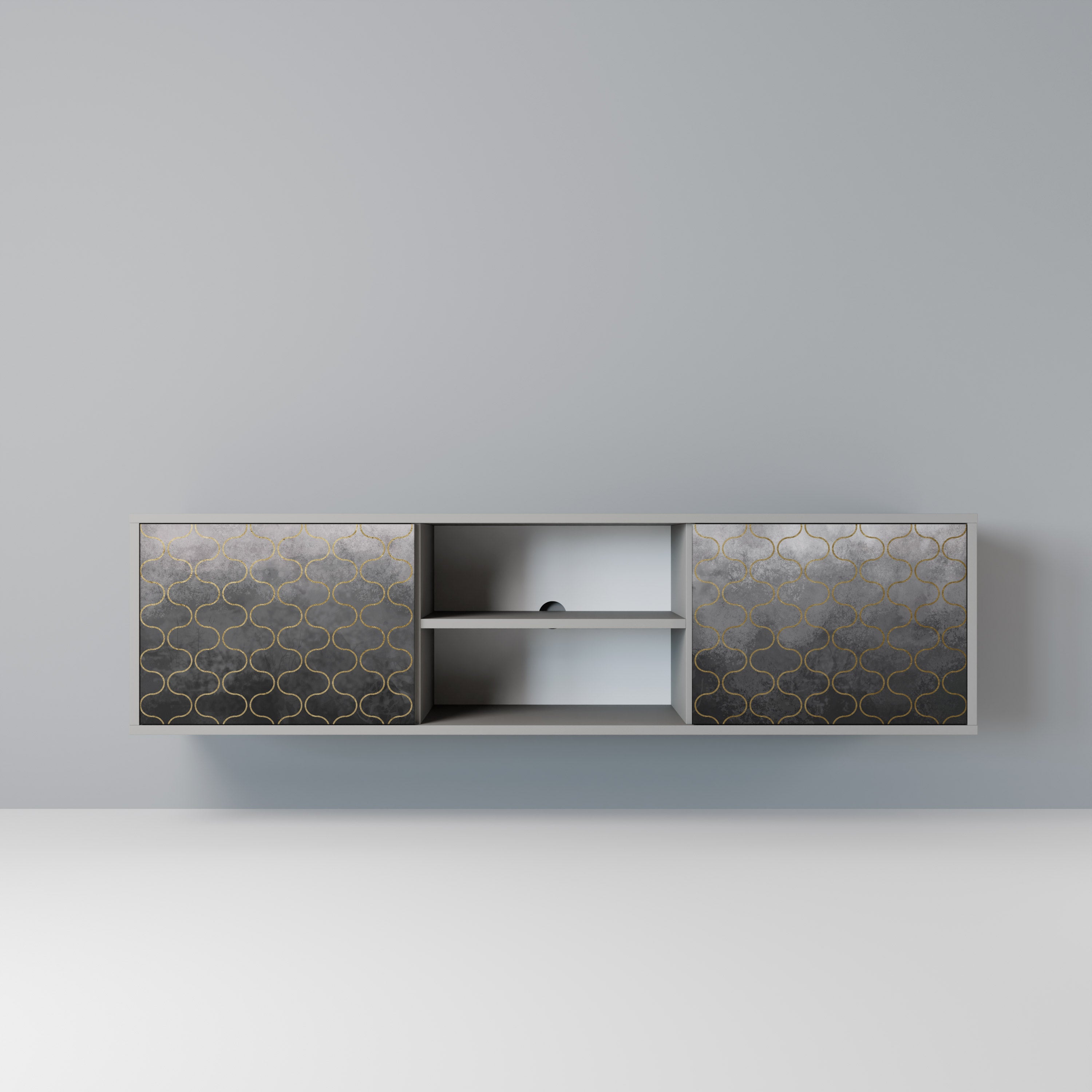 Mueble para TV de 2 puertas en acabado grisáceo TESSELATED