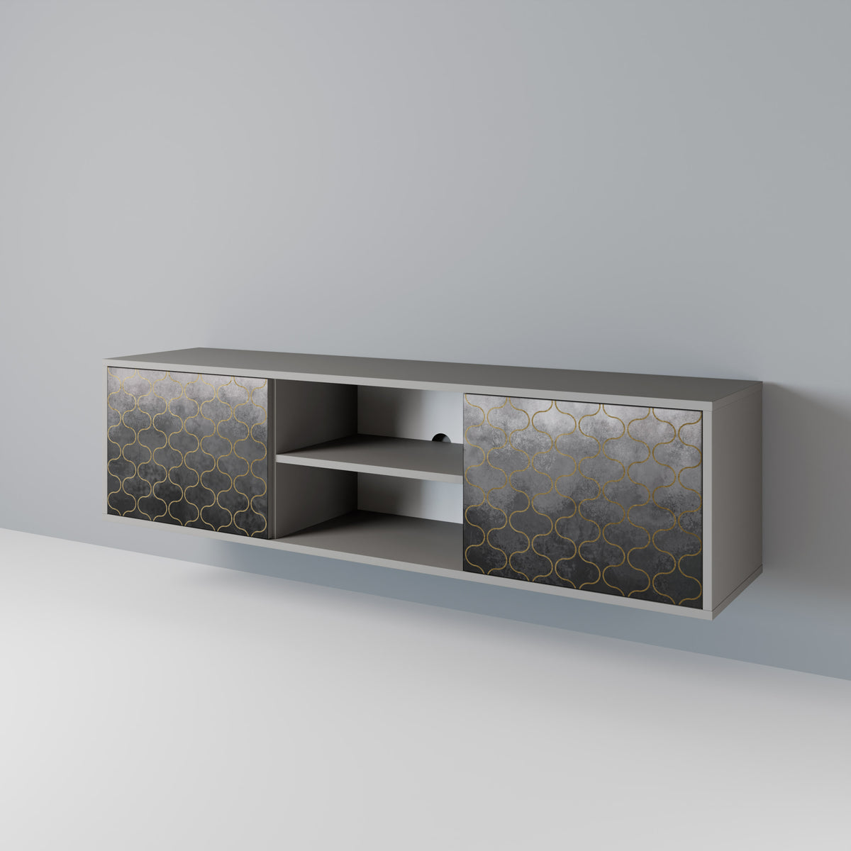 TESSELATED GRAYISH Mueble de TV de 2 Puertas