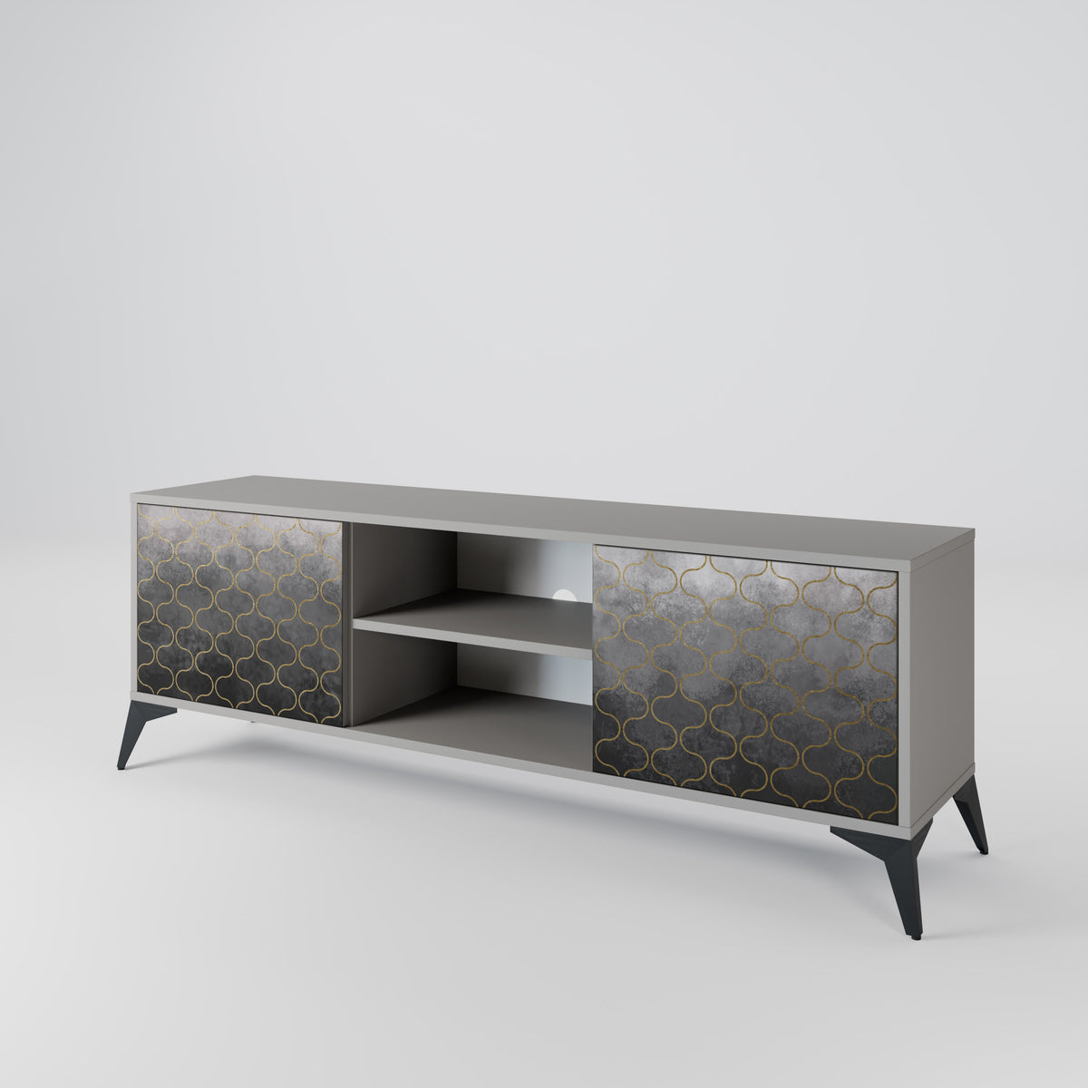 TESSELATED GRAYISH Mueble de TV de 2 Puertas
