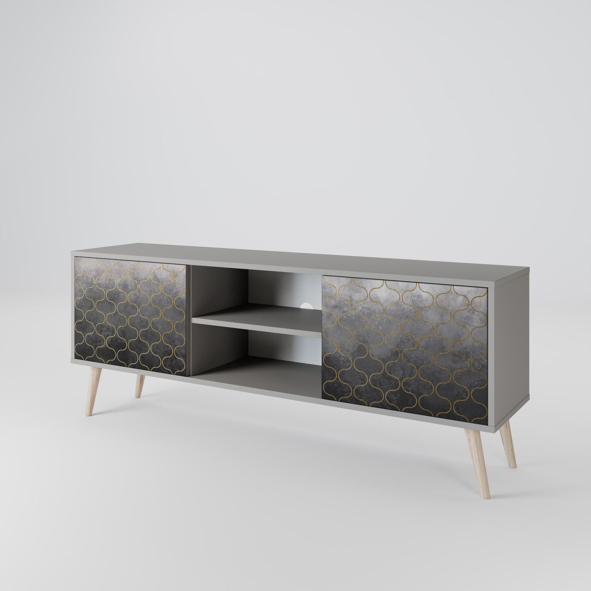 TESSELATED GRAYISH Mueble de TV de 2 Puertas