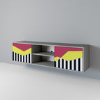 PIANO FANTASY 2-Door TV Stand in Grey Finish